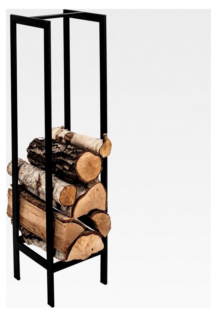 Kaminholzregal 25x25x100 cm – geschweißt ohne Schrauben und Montage – pulverbeschichteter Stahl in Schwarz – Holzständer für Innenräume