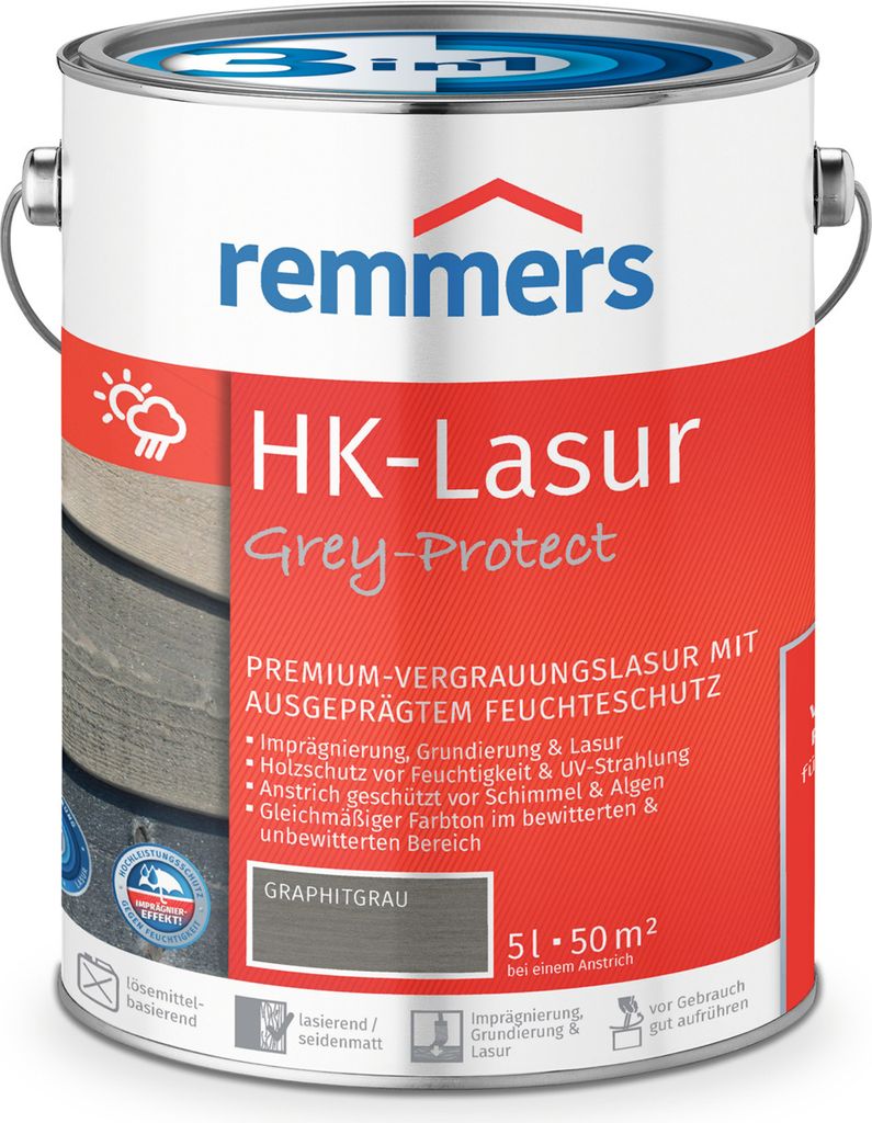 Remmers HK-Lasur 3in1 Grey-Protect graphitgrau (FT-25416) 5 Produktbild 