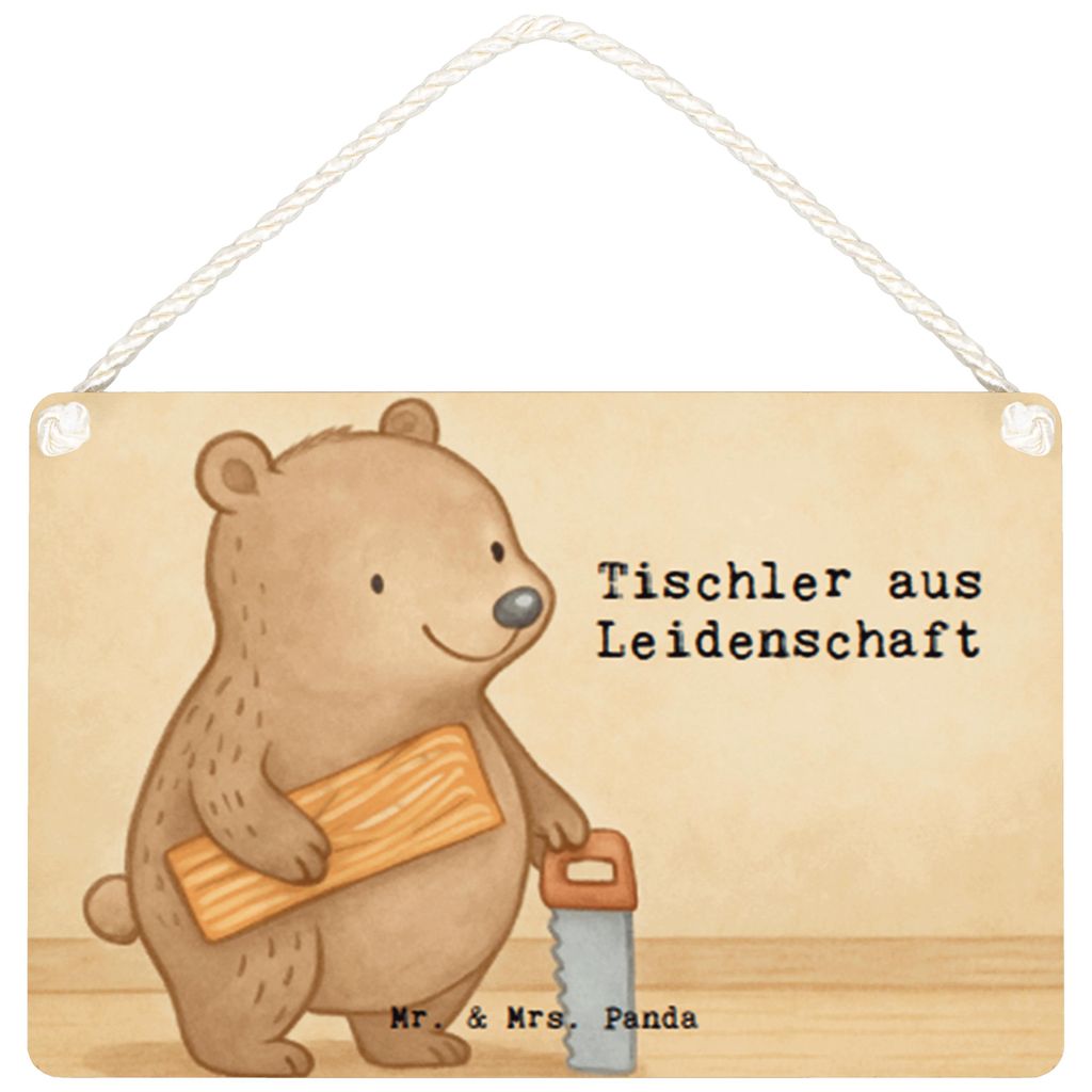 Mr. & Mrs. Panda Schild Tischler Leidenschaft Design DIN A6 - Weiß - Geschenk, Holzschild, Wandbild Holz, wandtafel, holzbild, kleine aufmerksamkeit