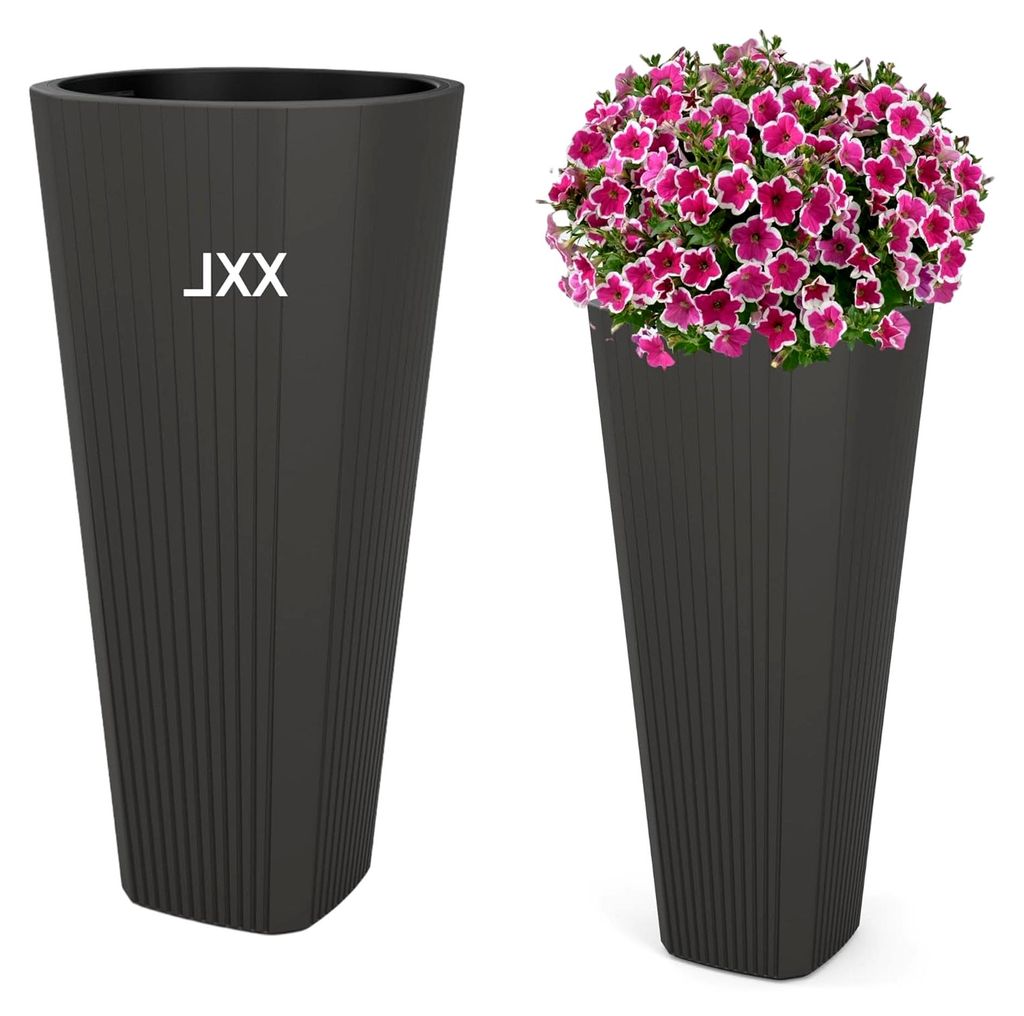 Blumenkübel mit herausnehmbarem Einsatz, rund, dekorativ (Anthrazit, XXL)