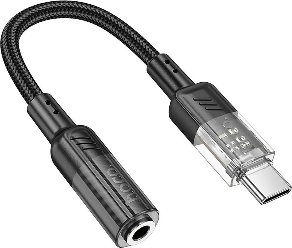 Hoco LS37 Adattatore USB-C a Jack 3.5mm Spirit Nero Trasparente