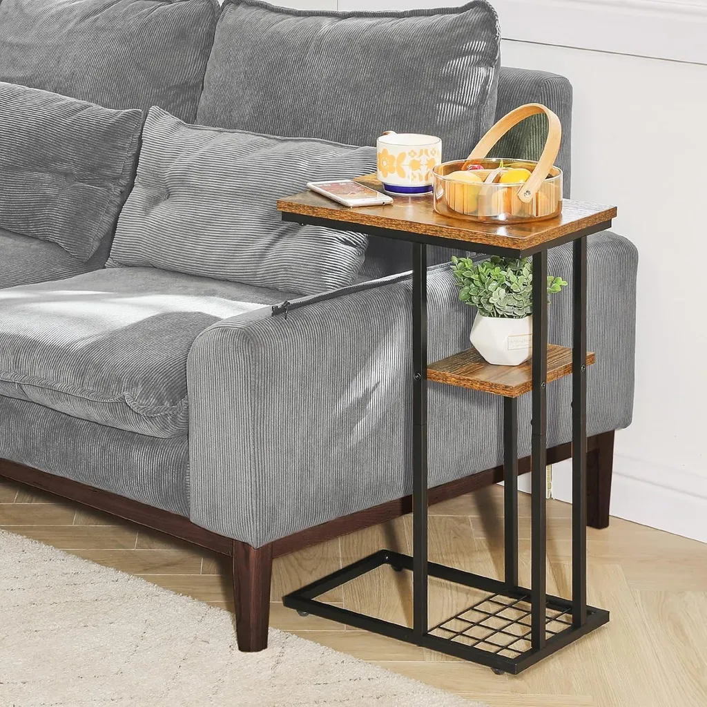 Offerta Set 2 Tavolini YMYNY - Stile Industriale e Ripiano Rete - 6