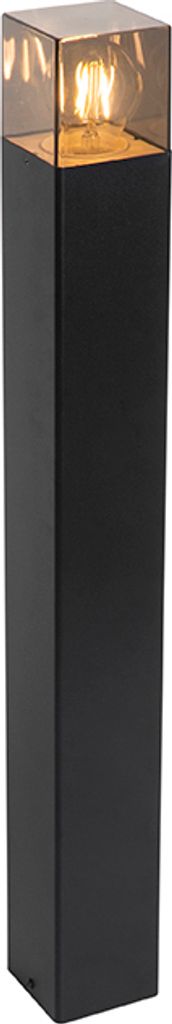 Qazqa Modern außen Pollerleuchte, Wegeleuchte, Pollerlampe für den Garten - Denmark - Schwarz mit Rauchglas, max. 15W, Geeignet für LED, 70cm, IP44