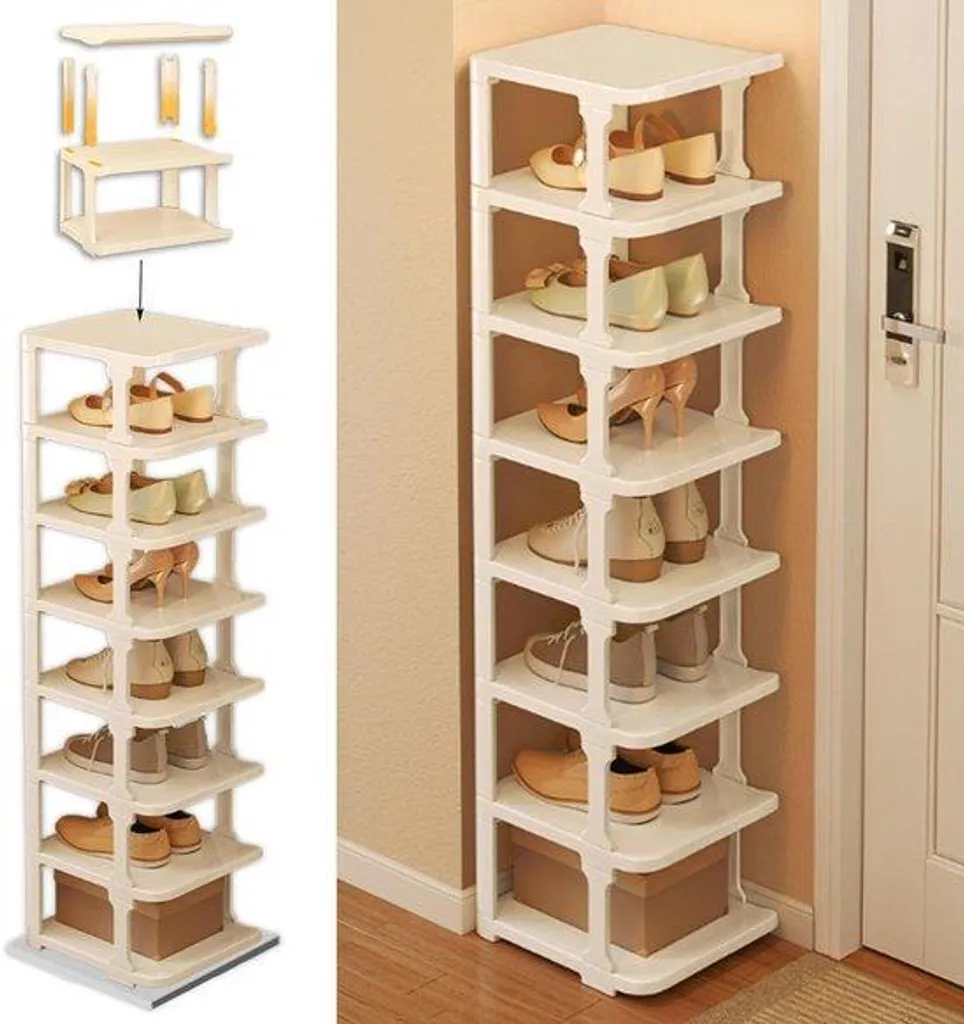 Étagère à chaussures à plusieurs compartiments et montage étape par étape