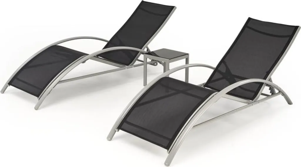 Ensemble chaises longues EMBOLO durables et table basse anti-corrosion