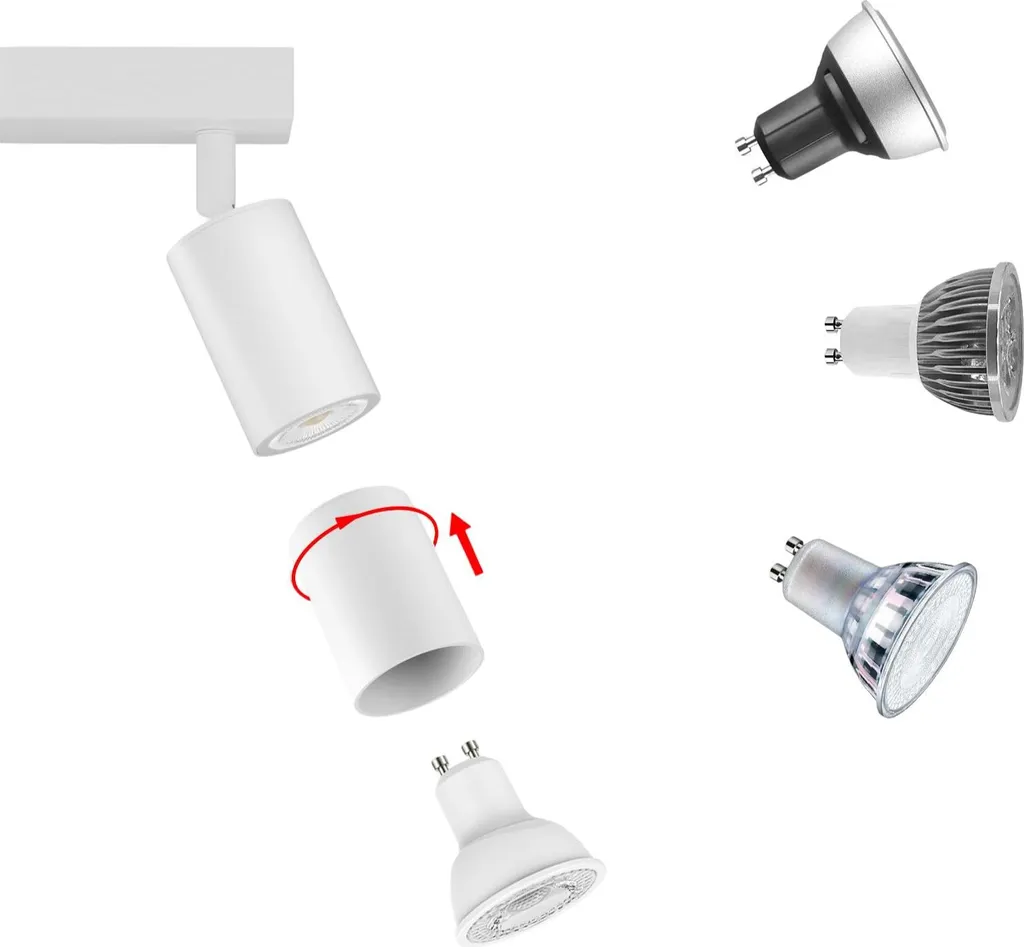 Éclairage cuisine et salon plafonnier 3 spots LED blanc GU10 39 cm
