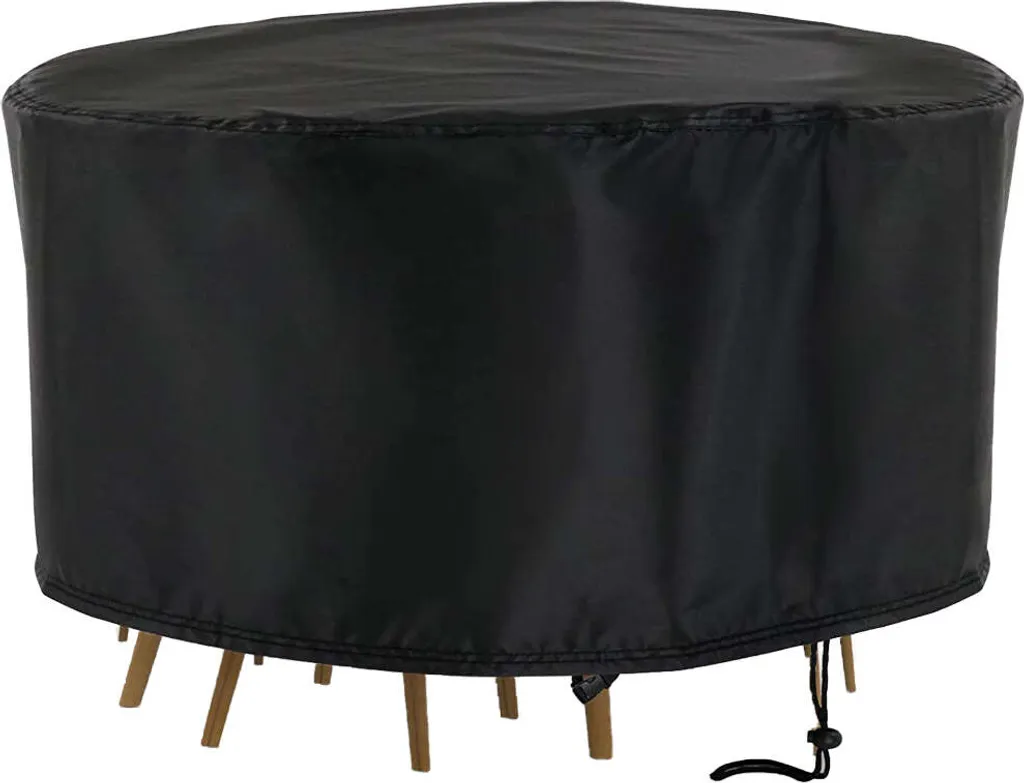 Housse salon de jardin rond 230 cm anti-UV et imperméable Noir résistant