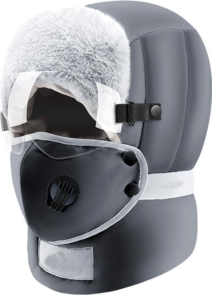 Wintermützen für Herren und Damen, Vollgesichtsmaske, Kaltkappe, Winterjagdmütze, Fliegermütze mit Schutzbrille