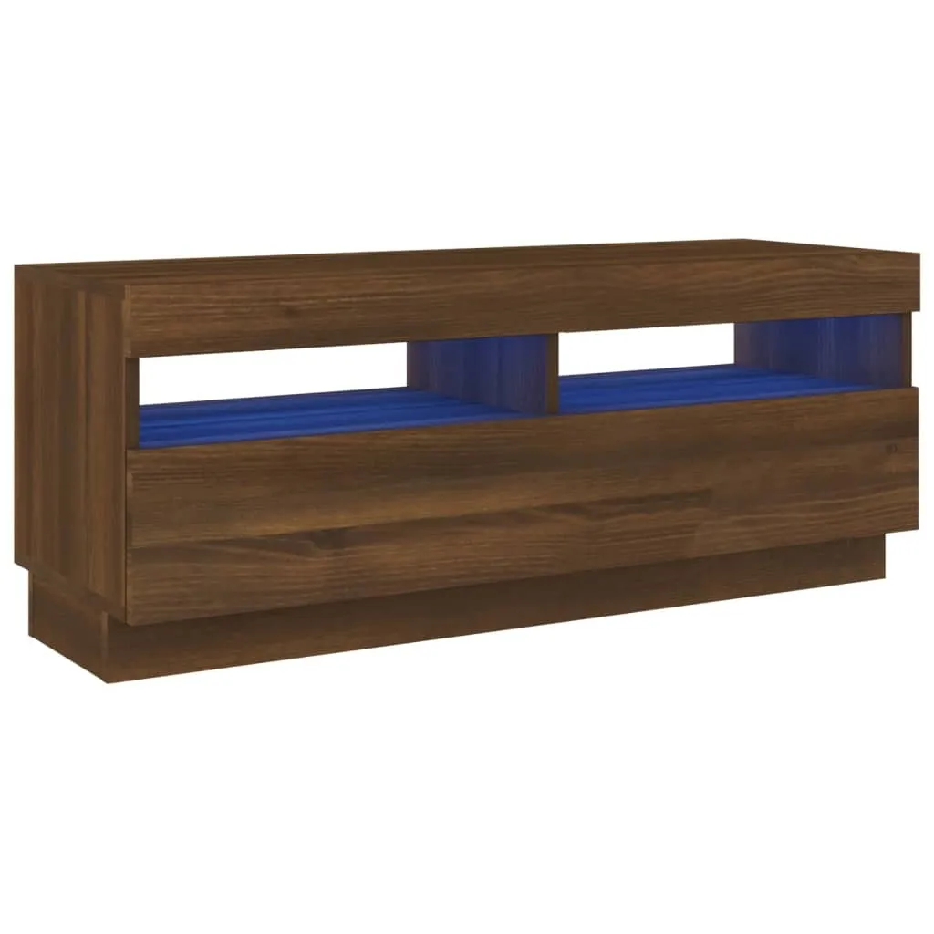 SYFAX™ Mobile Porta TV con Luci LED Rovere Marrone 100x35x40 cm