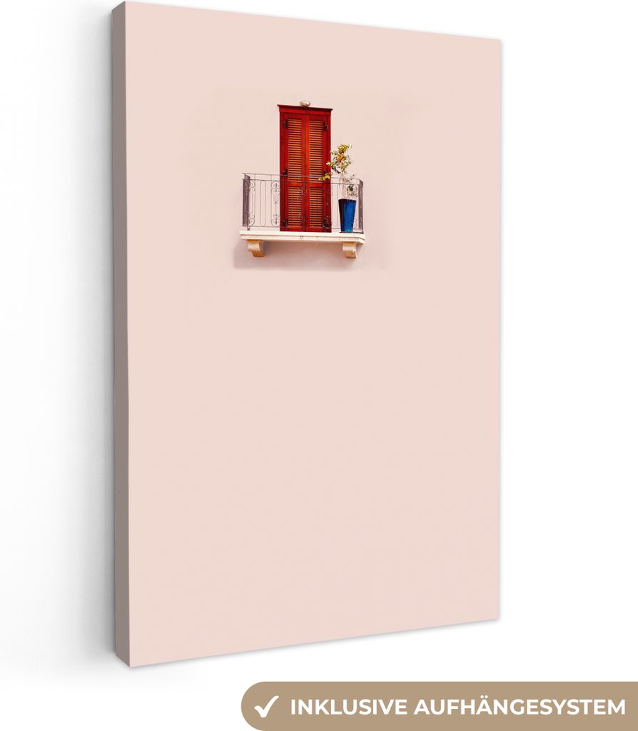 OneMillionCanvasses - Leinwandbilder - 90x140 cm, Tür - Rot - Pastell - Architektur, Wandbilder Kunstdruck Wanddekoration - Foto auf Leinwand - ...