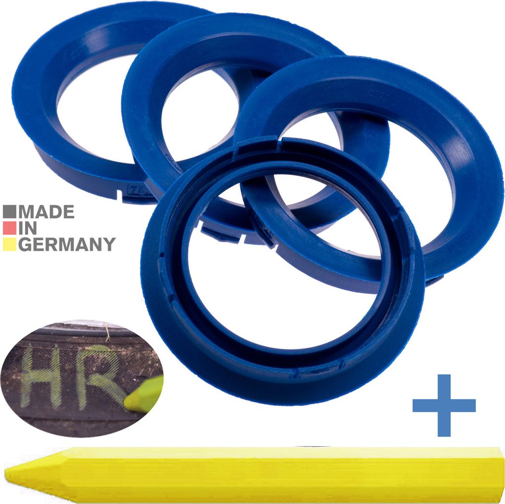 4X Zentrierringe 74,1 x 57,1 mm Blau Felgen Ringe + 1x Produktbild 