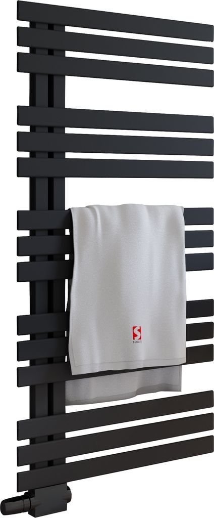 Schulte Heizkörper Emma, 123,6 x 60 cm, seitliche versetzter Mittelanschluss, Farbton Mattschwarz, Stahl pulverbeschichtet, Anschluss an Zentralhe...