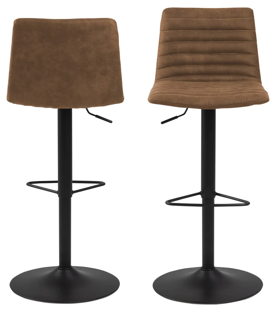 Tabouret de bar Kimmy marron avec pieds noirs, chaise de cuisine haute - 2