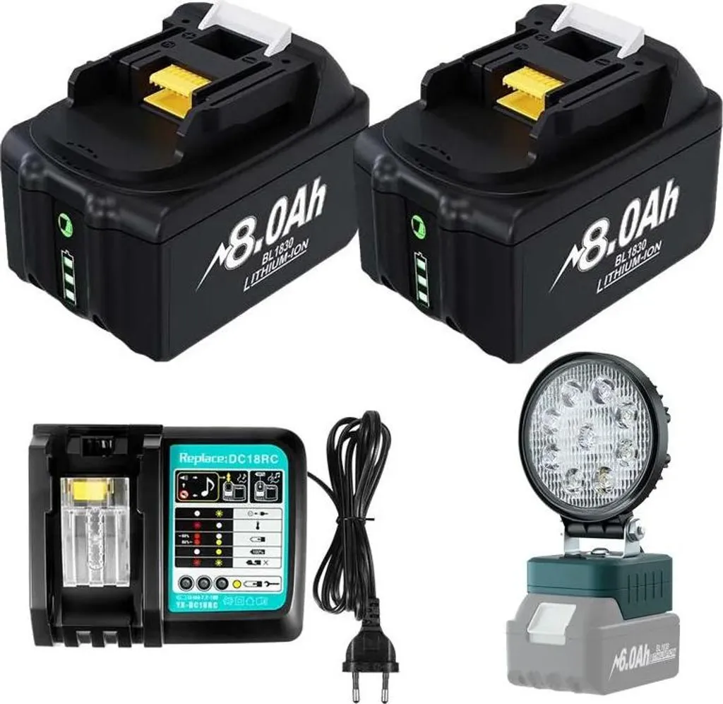 2 Pezzi Batteria 18V 8000mAh per Makita BL1830 - Alta Efficienza