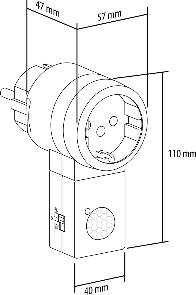 Bewegungsmelder Zwischenstecker mit Schalter 120° 9m LED Produktbild 7