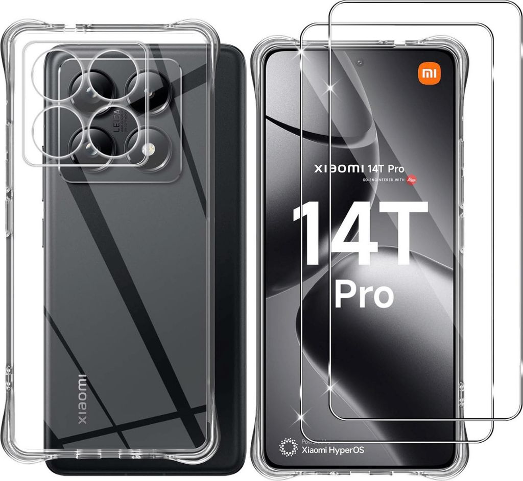 Hülle + 2X Panzerglas für Xiaomi 14T Pro Schutzglas Tasche Panzerfolie Display Case 9H
