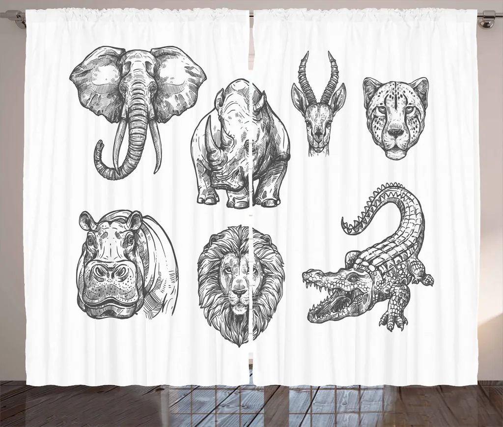 Tenda 280x175 cm Design Minimal Animali Zoo ABAKUHAUS Grigio