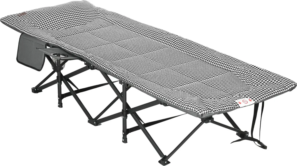 Outsunny Bain de Soleil Pliant Noir en Tissu Oxford 68x190x48 cm