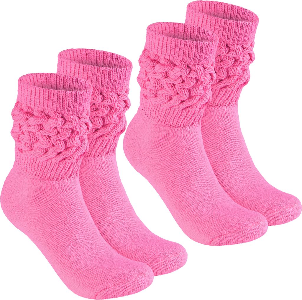BRUBAKER Slouch Socken - Damen Schoppersocken für Fitness, Yoga und Workout - Sportsocken für Frauen, Rosa, Größe 39-42, 2 Paar