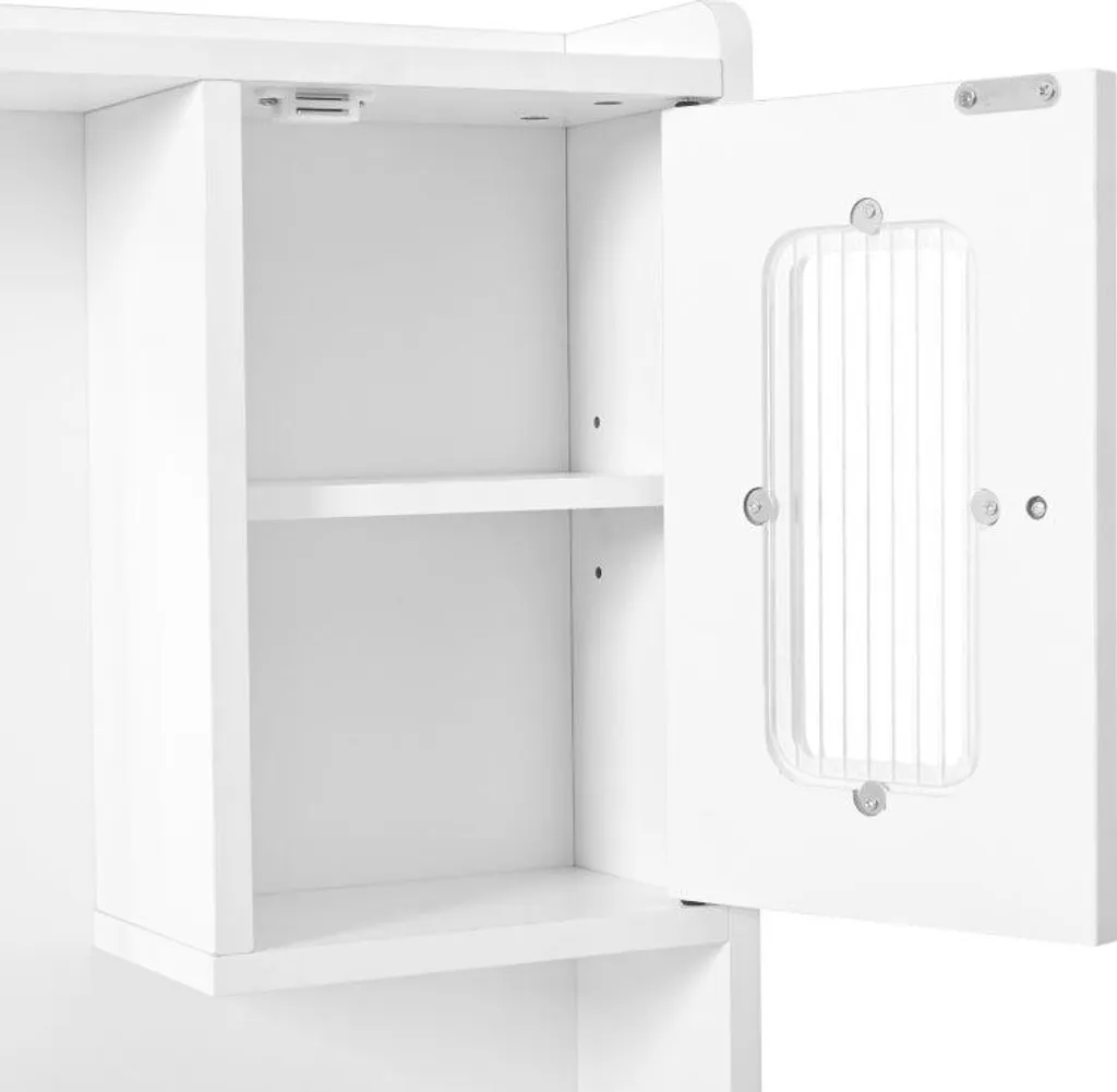 Grande coiffeuse avec éclairage LED réglable et prises, blanche - Modèle XL - 15