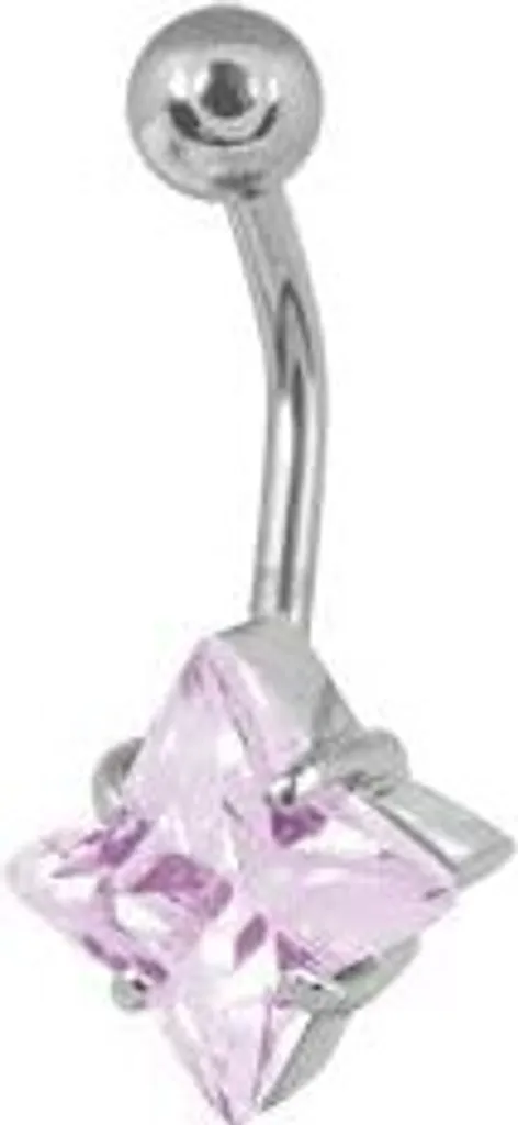 Piercing per ombelico in acciaio con pietra zirconia incastonata stella polare BBZ-NS09.pink