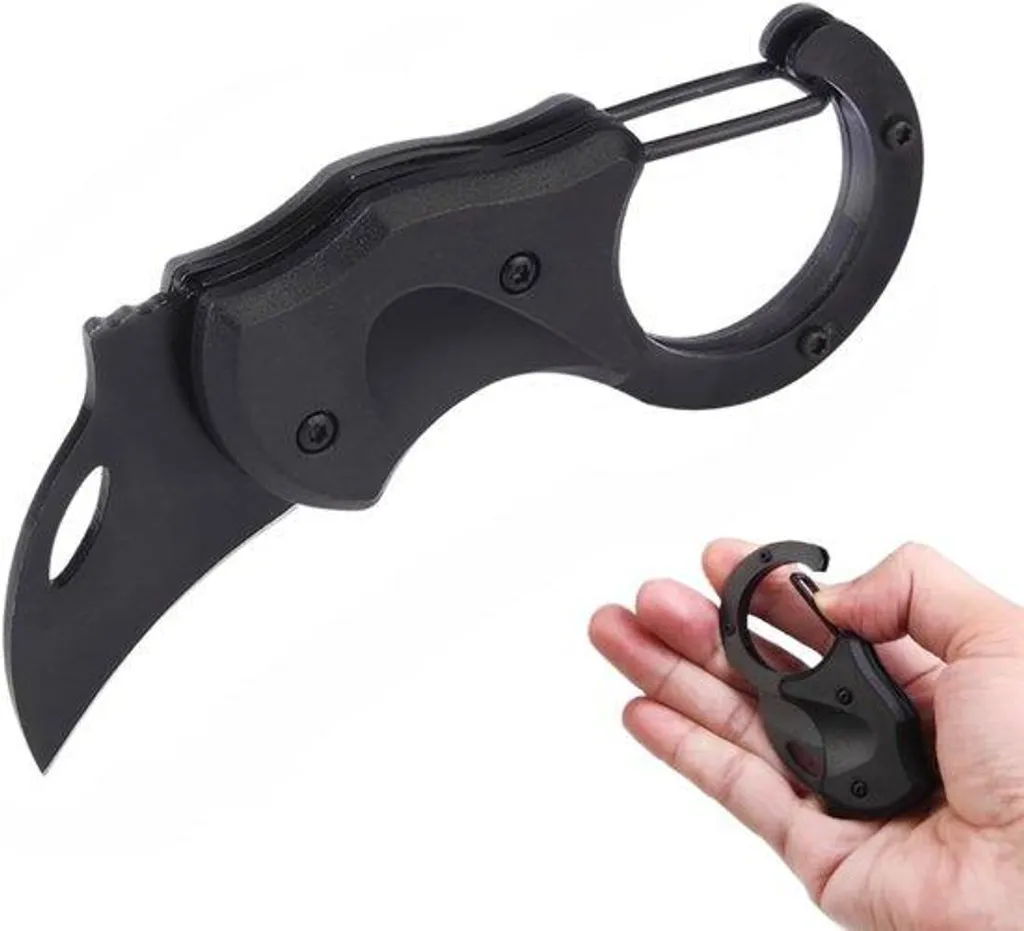 Couteau pliant de randonnée noir pour activités plein air et camping