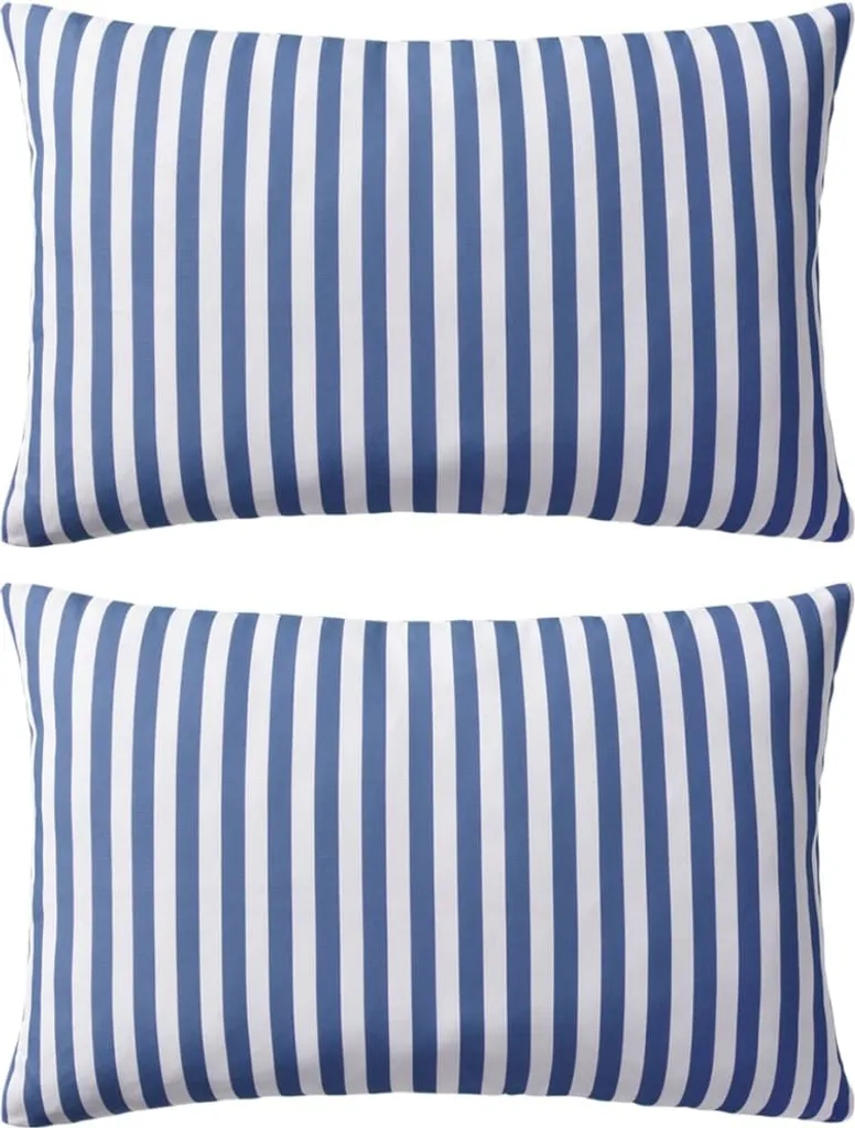 The Living Store Coussins de Jardin 2 pcs Rayés 60x40 cm Bleu Marine