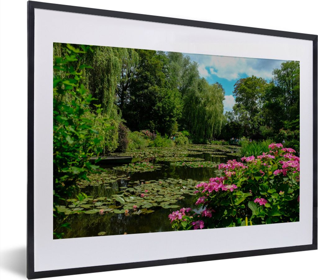 MuchoWow MuchoWow Gerahmtes Poster Sommertag mit Seerosen im Garten von Monet in Frankreich 40x30 cm - Poster mit zchwarzem Bilderrahmen - Bild...