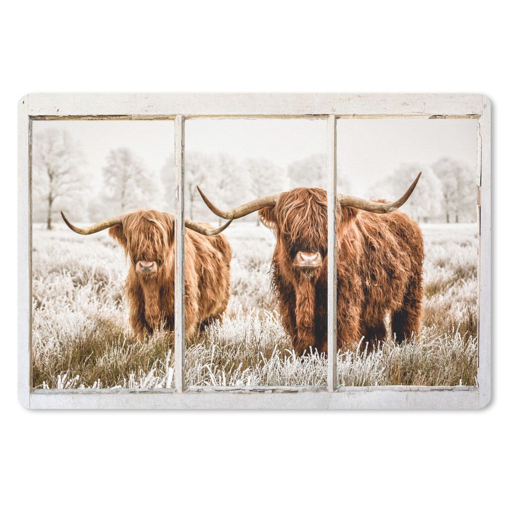 MuchoWow Schreibtischunterlage Scottish Highlander - Ansicht - Kuh 60x40 cm - XXL Mauspad - Großes Mauspad