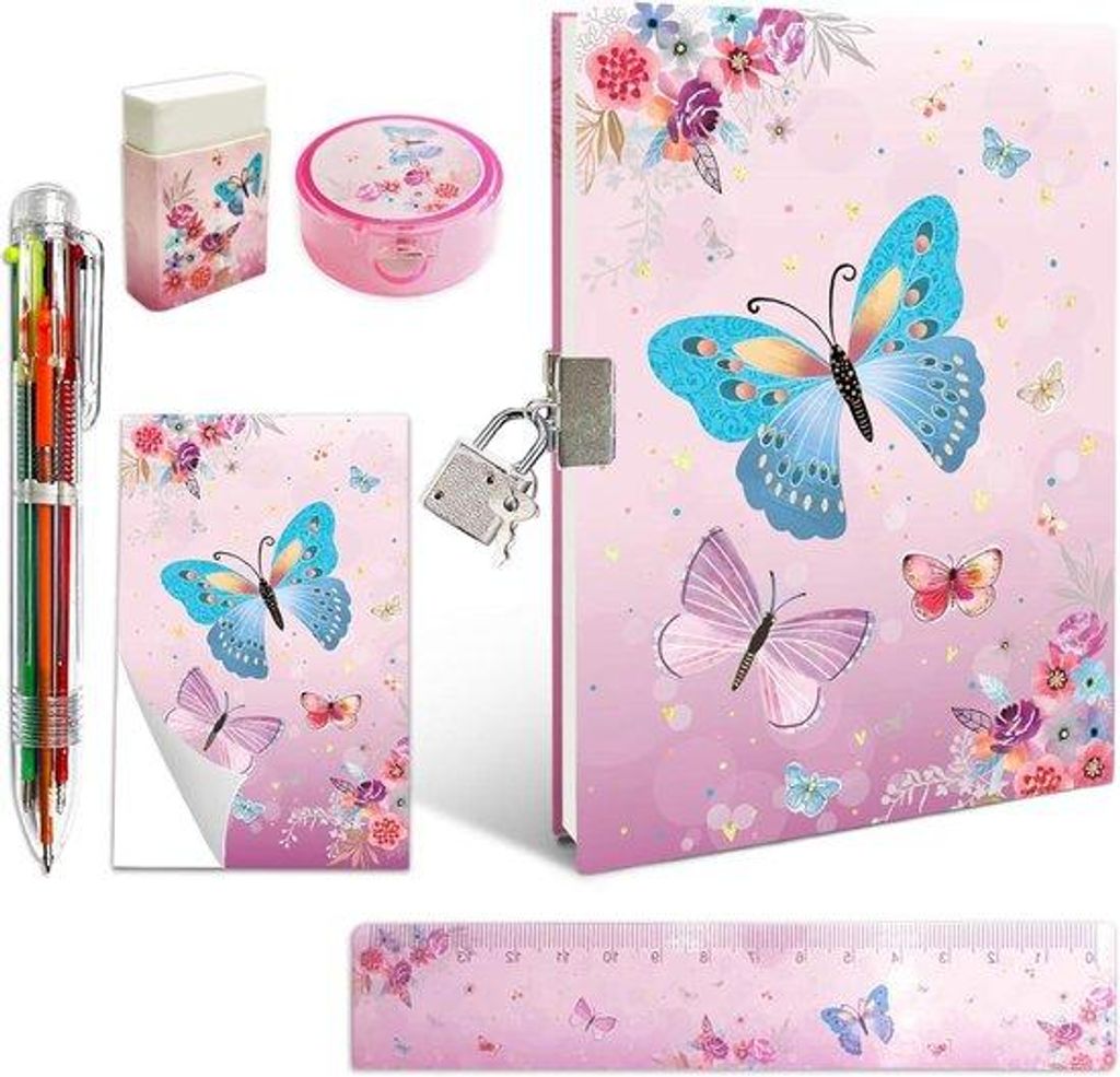 Kinder-Tagebuch mit Schloss und Stiften Rosa