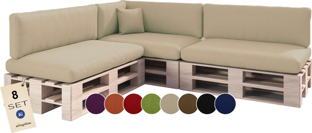 Palettenkissen für Palettenmöbel - 8er Set - Produktbild 