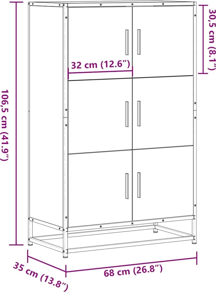 Mobile Credenza Maison Exclusive Rovere Fumo 68x35x106,5 cm Metallo - 10