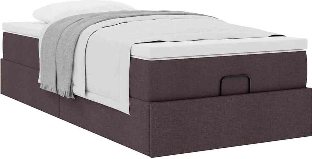 Design Ottoman-Bett mit Matratze Dunkelbraun 90x190 cm Stoff, Klassische Betten 2024 Neu