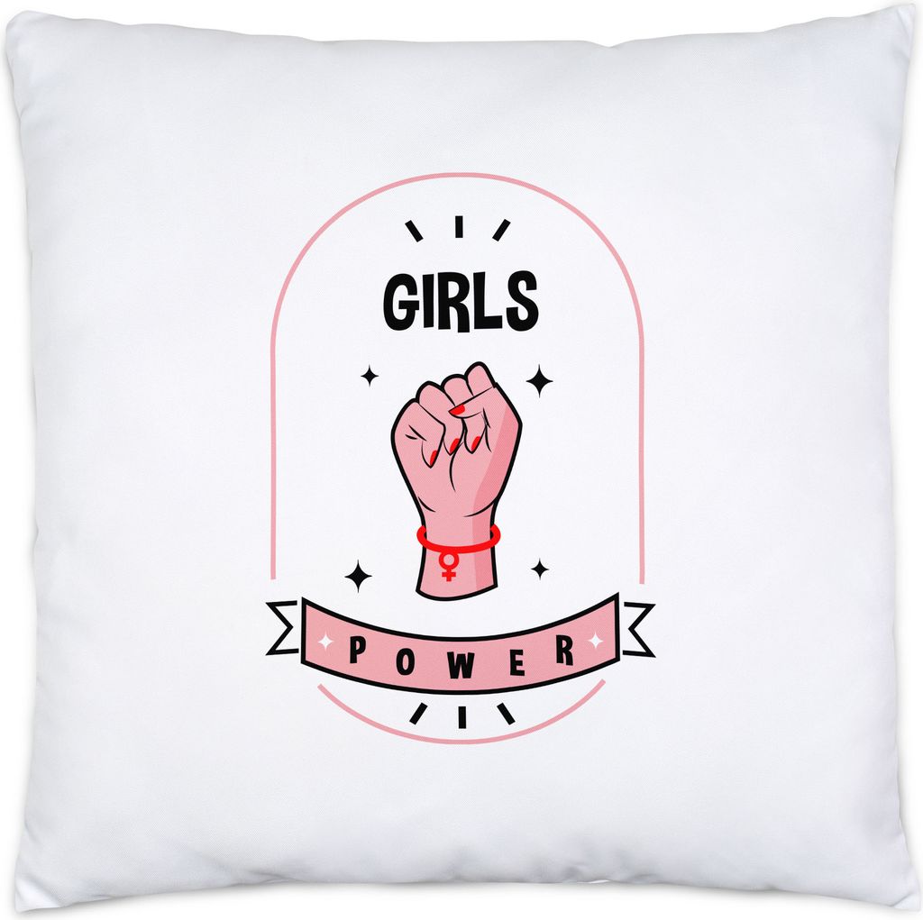 Girls Power Kissen inkl. Füllung Geschenk für Superheldinnen Women Power Frauentag Feminismus