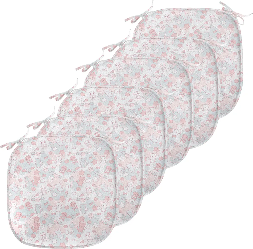 ABAKUHAUS Lot de 6 Galettes de Chaise 40x40 cm Motifs Dessin Animé Rose