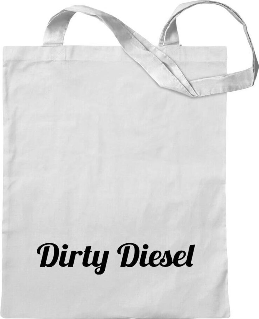 Kiwistar - Baumwolltasche - weiss - Dirty Diesel dreckiger - Tragetasche Stoffbeutel Umhängetasche langer Henkel