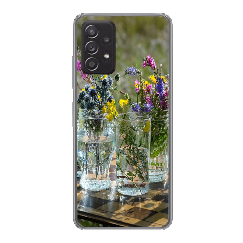 MuchoWow Handyhülle Schutzhülle Hülle für Samsung Galaxy A53 5G Vase - Blumen - Farben Silikon Softcase Handy Hülle - Schutzabdeckung