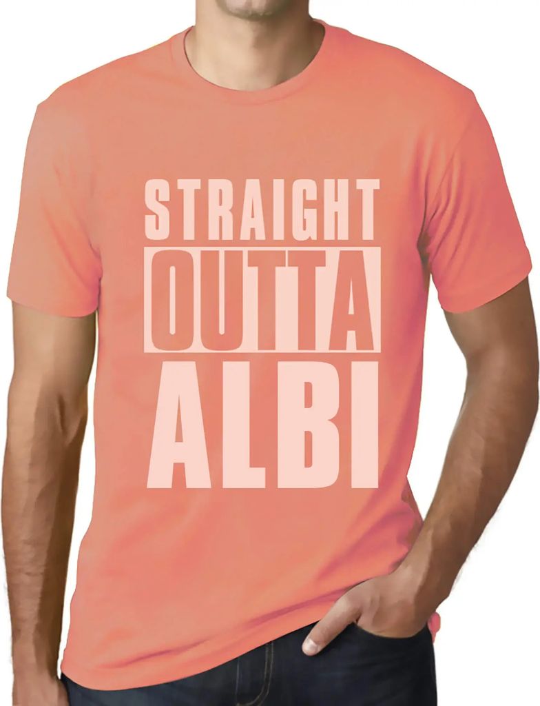 Herren Grafik T-Shirt Straight Outta Albi Öko-Verantwortlich Vintage Jahrgang Kurzarm Lustige Druck Geburtstag Geschenk Mann