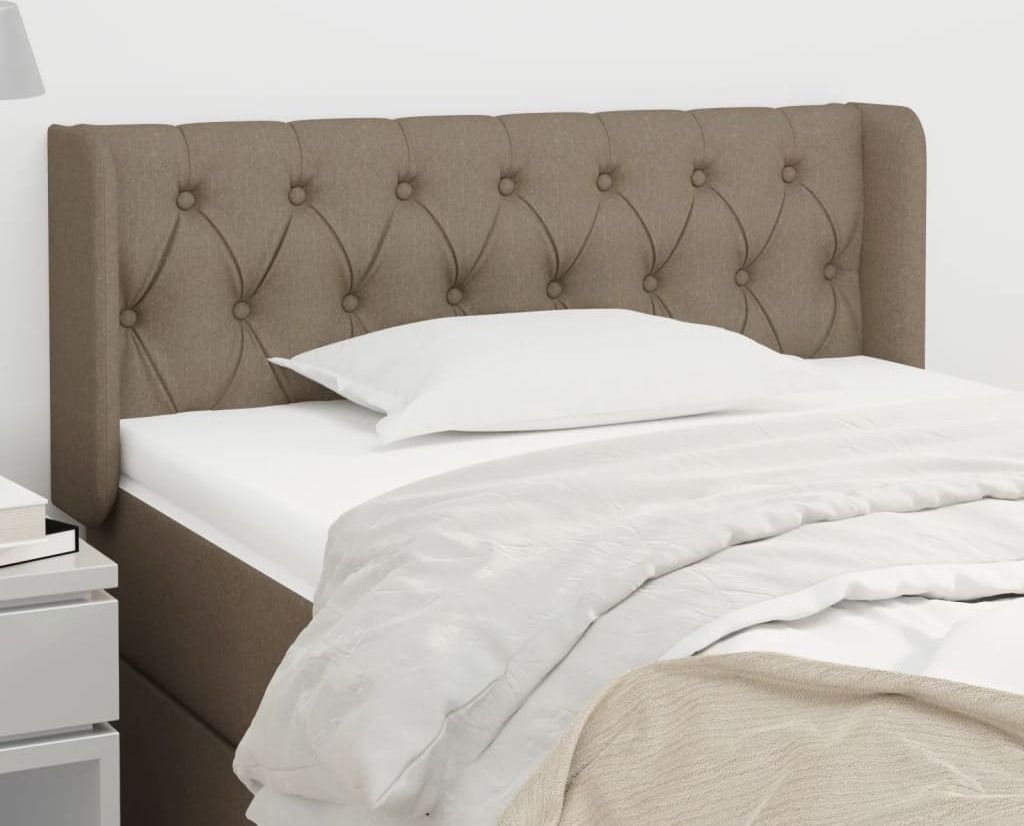 "Rabatt" Bettkopfteil modern - Kopfteil für Bett - mit Ohren Taupe 103x16x78/88 cm Stoff - Kopfteile CC4367