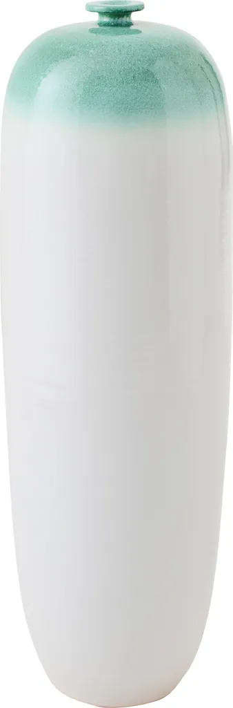Grand Vase J-Line en Céramique Vert Menthe et Blanc Style Contemporain