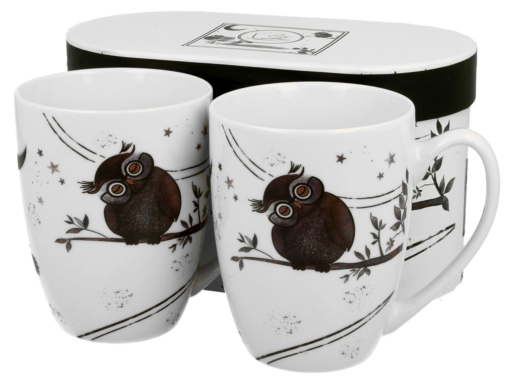 Charming Owls 2x hrnek 300ml 2 osoby sovy porcelán čaj káva Obrázek produktu 