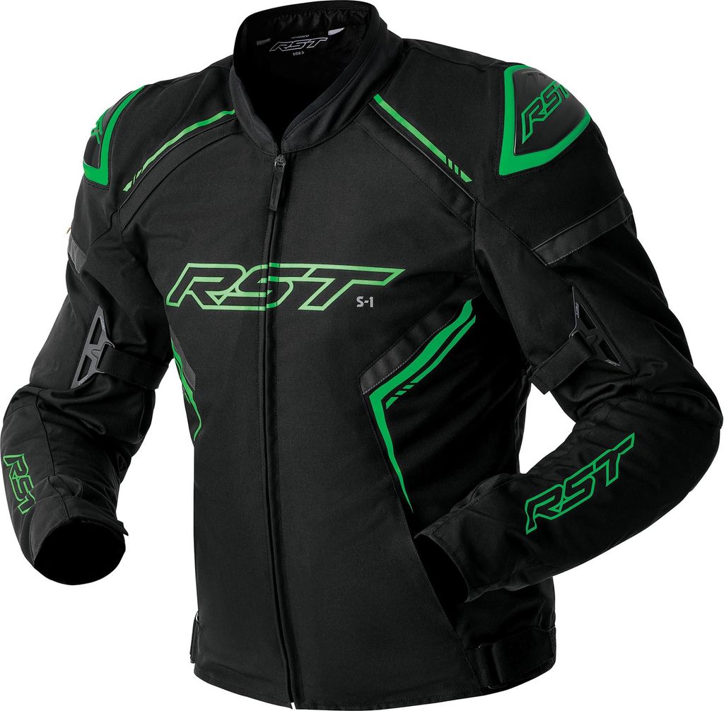 RST S1 D3O wasserdichte Motorrad Textiljacke, schwarz/neon-grün, 54