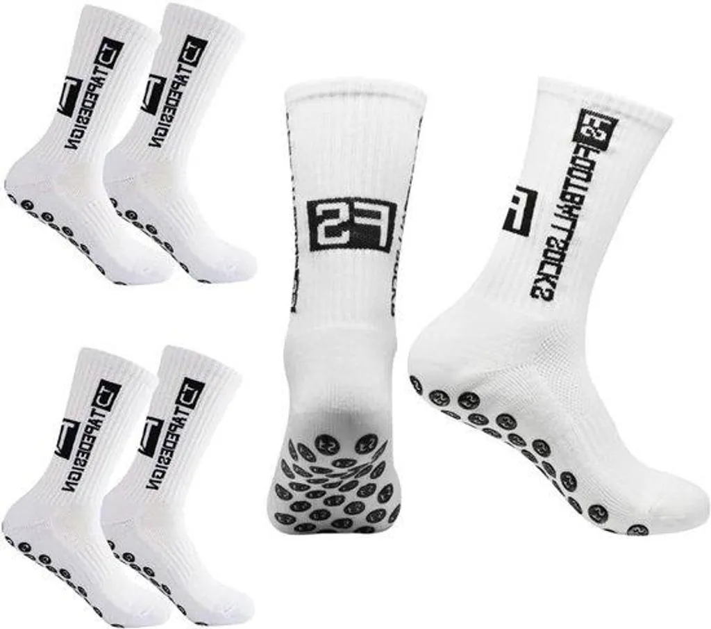 Chaussettes de football anti-ampoules antidérapantes lot de 3 blanc 38-44