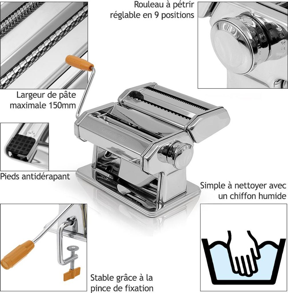 MONZANA® Machine à Pâtes en Acier Inoxydable avec manivelle Image du produit 