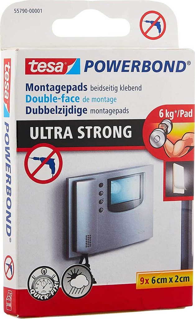 tesa 55790-00001-00 Powerbond Montage-Klebepads, 20 mm x 60 Immagine del prodotto 