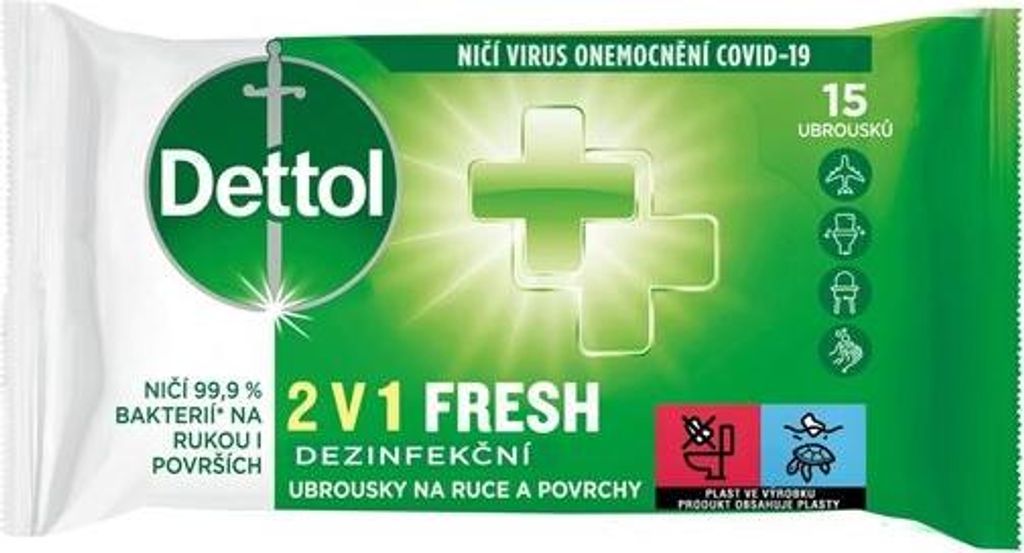 Salviette disinfettanti 2in1 per mani e superfici 15 pz Immagine del prodotto 