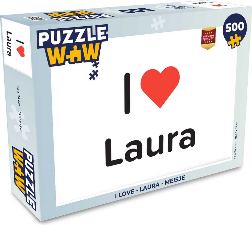 MuchoWow Puzzle 500 Teile Ich liebe - Laura - Mädchen - 500 Teile - Kinder - Selberbauen - Puzzlespiele