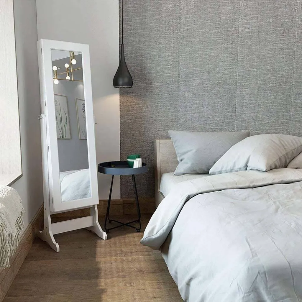 Specchiera Portagioie da Terra con Luci LED e Serratura di Sicurezza - 6