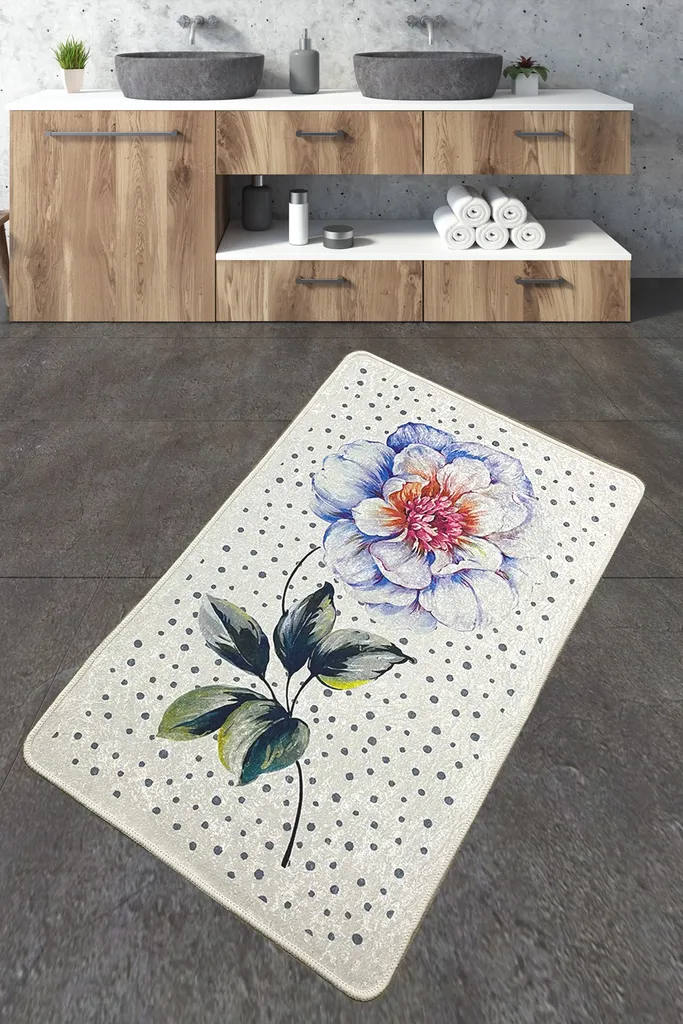 Tapis de salle de bain ultra absorbant 700g/m² modèle Jade Multicolore