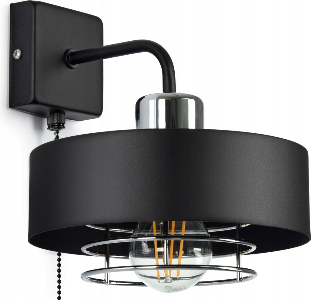 LUXOLAR - Wandlampe mit Schalter Schwarz Chrom E27 60 W - Wandleuchte Innen für Wohnzimmer, Küchen - Wandbeleuchtung, Loft Design